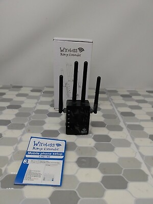 #ad Wireless Range Extender Repeater 1200 MBPS AC Black