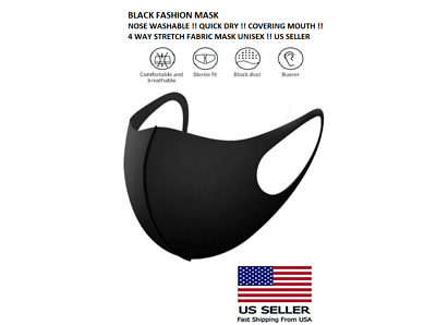 #ad Washable amp; Reusable Fashion Face Black Mask Unisex 3D Black Mask Choose yours $5.48