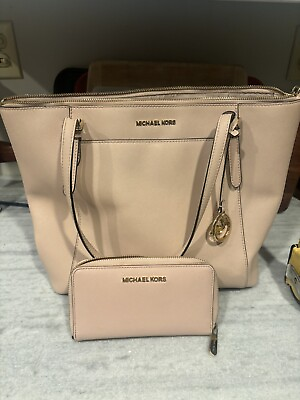 #ad Michael Kors Ciara Zip Tote Bag Pink And Matching Wallet
