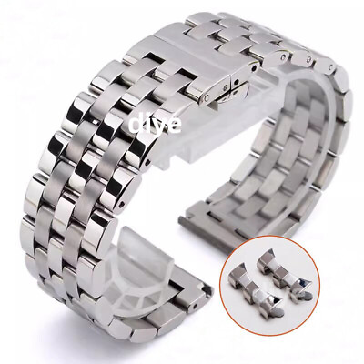 #ad 16mm 26mm StraightCurved End Metal Bracelet Stainless Steel Watch Band Strap