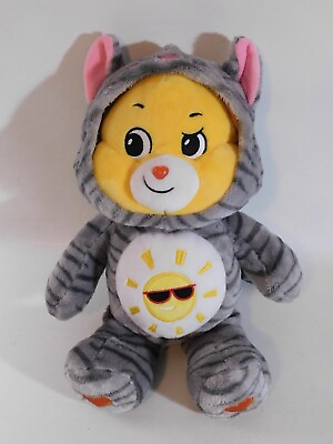 #ad Care Bears 12” Yellow Plush Funshine Kitty Cat Sunglasses Hoodie EX