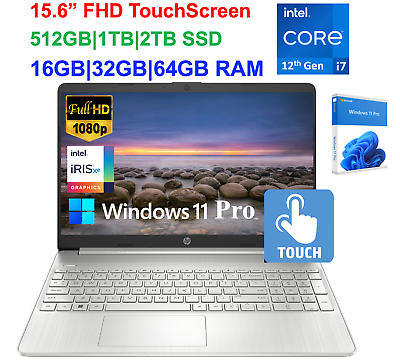 #ad 2024 HP Laptop 15.6quot; FHD Touch Intel i7 1255U Up to 64GB RAM amp; 2TB Win 11 Pro