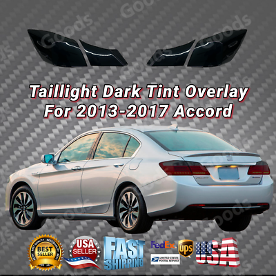 #ad For 2013 17 Honda Accord Rear light Taillight Dark Smoked Reflector Overly Cover