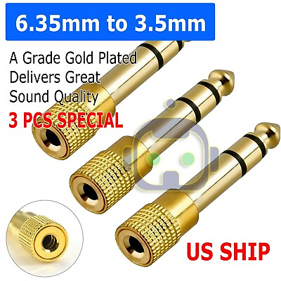 #ad 3X 6.3mm 1 4quot; Male plug to 3.5mm 1 8quot; Female Jack Stereo Headphone Audio Adapter