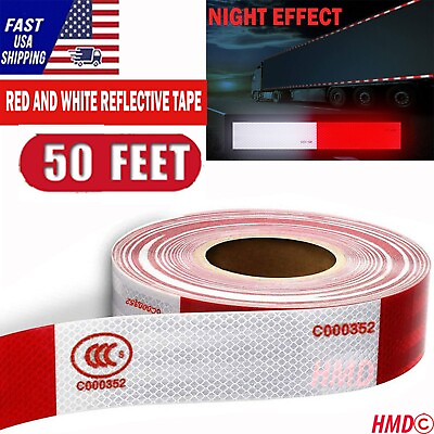 #ad Reflective Tape CONSPICUITY Trailer Safety Warning Sign Auto Truck Red White NEW
