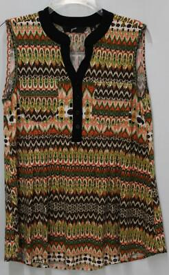 #ad GRW sleeveless 29quot; length geometric top. Multi earth colors with black. Small