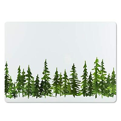 #ad 27 TABLEMAT Tree Evergreen Forest Placemat 13x18 inches L White Green