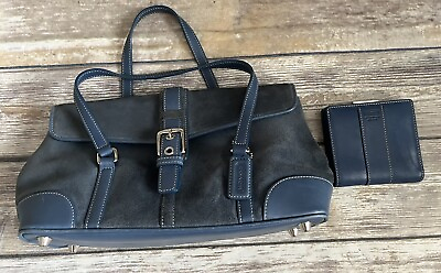 #ad Coach Small Suede leather blue satchel bag With Wallet No.G04Q 6726 $39.99