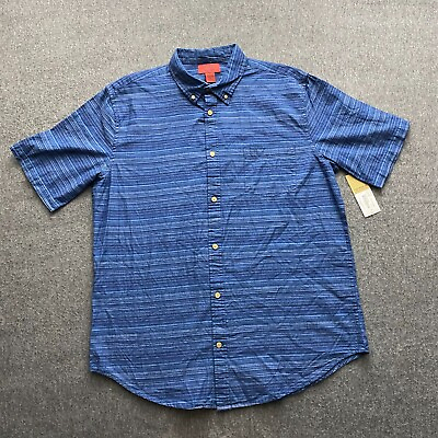 #ad Foundry Shirt Young Mens Size XLT Blue Short Sleeve Button Down New NWT Cotton $15.99