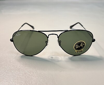 #ad Ray Ban Aviator Black Classic 3025 W3235 Green Classic Sunglasses 55mm A8 up