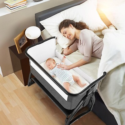 #ad New 3 in 1 Baby Bassinet Baby Bedside Sleeper Infant Portable Crib Adjustable^^