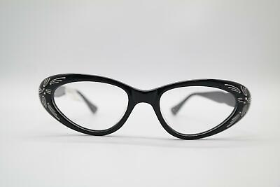 #ad Vintage VFB EL4516 Black White Oval Glasses Frames Eyeglasses NOS