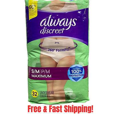 #ad Always Discreet Maximum Protection Underwear for Women S M 32 count Max Absorb