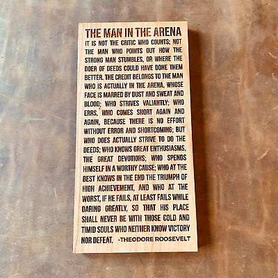 #ad Man In The Arena Theodore Teddy Roosevelt Motivational Quote wood plaque