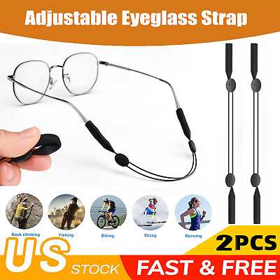 #ad 2x Glasses Strap Neck Cord Sports Eyeglasses Band Sunglasses Rope String Holder $6.25