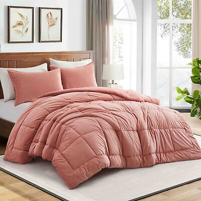 #ad 3 Piece Reversible Velvet Comforter Sets King or Queen Warm Blanket Quilt