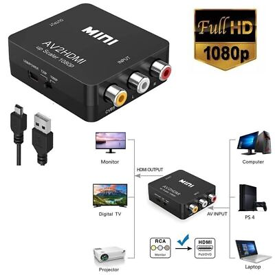 #ad RCA AV to HDMI HD Converter Composite CVBS Audio Video Adapter Wii NES SNES