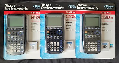 #ad Texas Instruments TI 83 Plus Graphing Calculator Lot Of 3 Black NEW Sealed