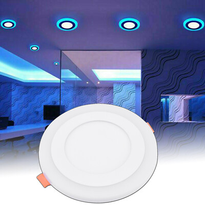 #ad Dual Color 3Mode Ultra thin LED Recessed Ceiling Panel Down Light Fixture 18W6W $11.99