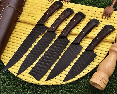 #ad 5 Kitchen Knives Set Forged Carbon Steel Chef KNIFE SET KITCHEN KNIVES CHEF SET