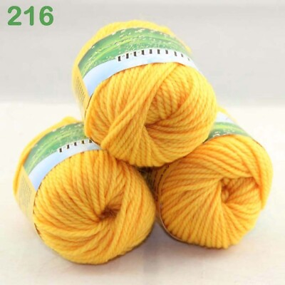 #ad 3BallsX50g Fashion Worsted Chunky Hand DIY Wool Knitting Crocheted Rugs Yarn 216