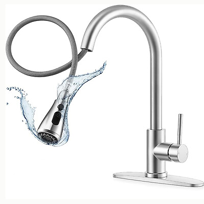 #ad Kitchen Faucet Chrome Pull Down Kitchen Sink Mixer Tap With Sprayer 1 or 3 Hole