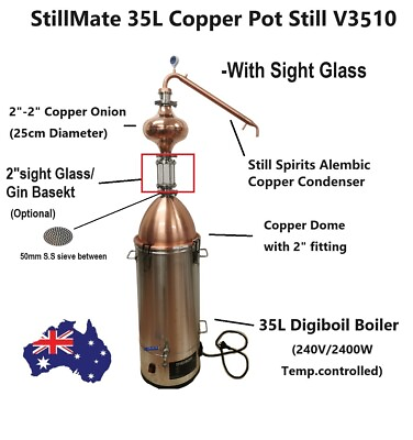 #ad StillMate 35L Copper Pot still Kit V3510 with Copper dome amp; onion whisky Making