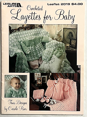 #ad Layettes for Baby Afghan Blankets Booties Bonnet Sacque Crochet Pattern Book 4 D