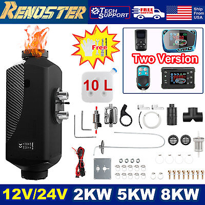 #ad 2KW 5KW 8KW Diesel Heater LCD Thermostat 12V 24V For Truck Boat Bus Trailer RV
