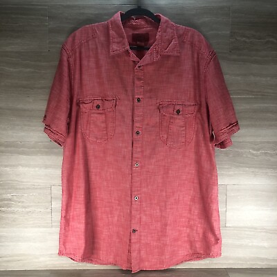 #ad The Foundry Supply Company Men#x27;s Size XLT Red Shirt Button Down Short Sleeve EUC