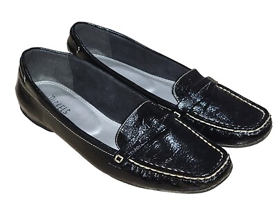 #ad Nickels Soft Women#x27;s Black Patent Casual Comfort Loafer Shoes Size 9.5 M