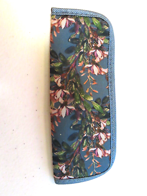 #ad Blue Reading Glasses Soft Case with Flowers