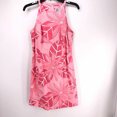 #ad Lilly Pulitzer Pink Floral Leaf Sheath Sleeveless