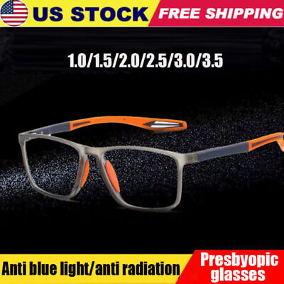 #ad Men TR90 Anti blue Light Square Reading Glasses Sport Lightweight Glasses New