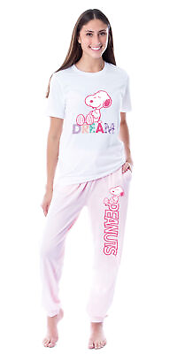 #ad Peanuts Womens#x27; Snoopy Dream Comic Flower Relaxing Sleep Pajama Set $44.99