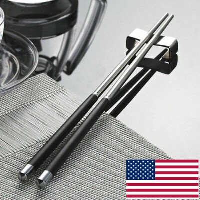 #ad Pair High Grade Stainless Steel Chopsticks Metal Reusable Chop Sticks Gifts US