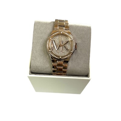#ad Michael Kors Women#x27;s Lennox Quartz Rose Gold Crystal 37mm Watch MK7230