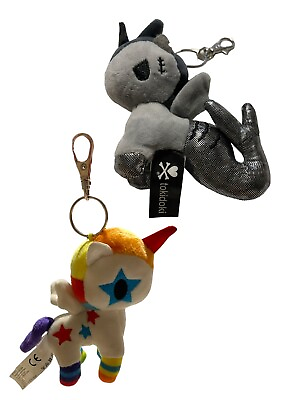 #ad Tokidoki Unicorno Plush Keychain Lot Of 2 Bowie Mermicorno Sharkbite Mini Gift $13.59