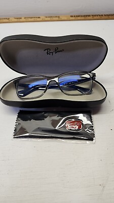 #ad Ray Ban glasses RB 7047 5769 Transparent Gray Blue Square Frame 54 17 With Case