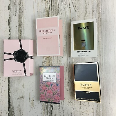 #ad Lot 5 Designer Perfume Samples Viktor Rolf Givenchy Gucci Carolina Herrera NEW