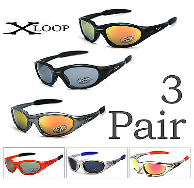 #ad 3 Pairs Xloop Summer Winter Sport Glasses Fishing Running Mens Womens Sunglasses