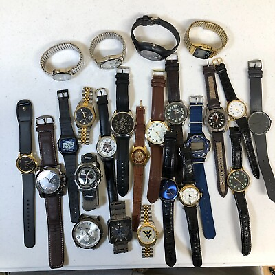 #ad Lot Of 24 Assorted Mens Watches Untested Vintage New Parts Repair Good