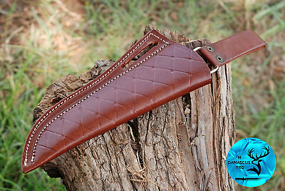 #ad Custom Handmade Brown Leather Sheath For Straight Fixed Blade Knife 1360