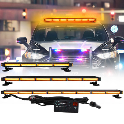 #ad 37quot; 49quot; COB LED Emergency Warning Strobe Light Bar Car Traffic Advisor 26 Modes