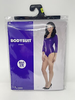 #ad Halloween Shiny Metallic Purple Bodysuit Novelty Costume Cosplay Theater Adult