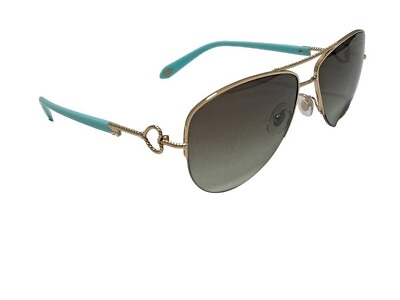 #ad Tiffany amp; Co. TF3046 Gold Metal Blue Frame Brown Lens Aviator Sunglasses