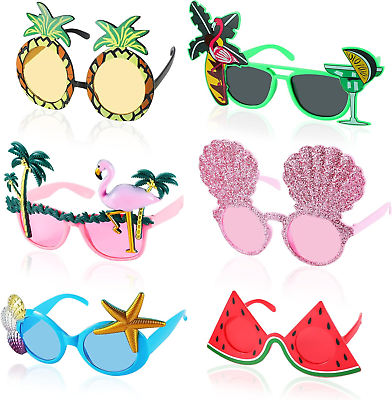 #ad 6 Pairs Novelty Party Sunglasses Funny Luau Party Sunglasses Hawaiian Tropical