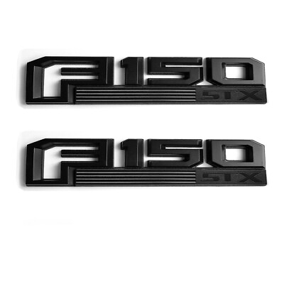#ad 2pcs OEM F150 STX Emblems Fender Badges 3D for F 150 STX Black Genuine New