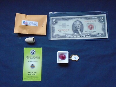 #ad 4 PC. LOT VALUABLE RUBY RARE CURRENCY SILVER CIVIL WAR BULLET ESTATE SALE $39.80