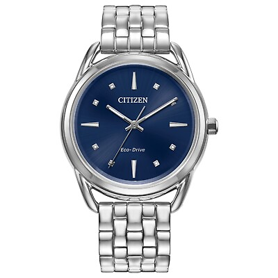 #ad Citizen Eco Drive Women#x27;s Classics Silver Stainless Steel Watch 36MM FE7090 55L